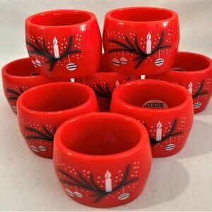 VTG Set of 8 Red Plastic Napkin Rings Made in Hong Kong by Reed Christmas